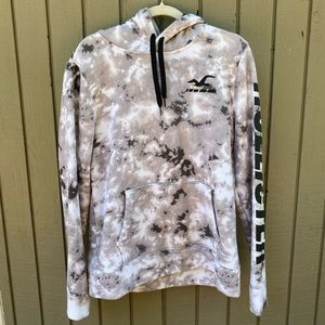 Hollister White/Grey Camo Logo Hoodie - Medium
